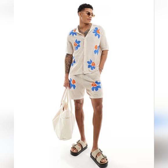 ASOS design knit relaxed camp collar polo button front shirt size Large - Picture 7 of 7